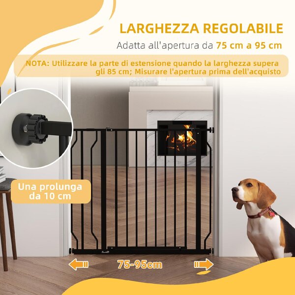 AllMyPets Cancelletto per Cani Estensibile 75-95 cm in Acciaio e ABS 75-95x76 cm colore Nero - R375BK