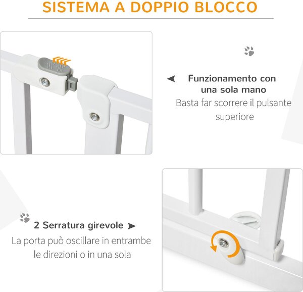 AllMyPets Cancelletto per Cani a Larghezza Regolabile con Doppio Blocco in Acciaio e ABS 76x75-95 cm colore Bianco - 09A475F