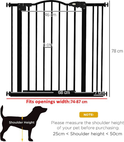 AllMyPets Cancelletto per Cani Estensibile con 2 Blocchi e Chiusura Automatica in Metallo e Plastica 74-87x78 cm colore Nero - U5635BK