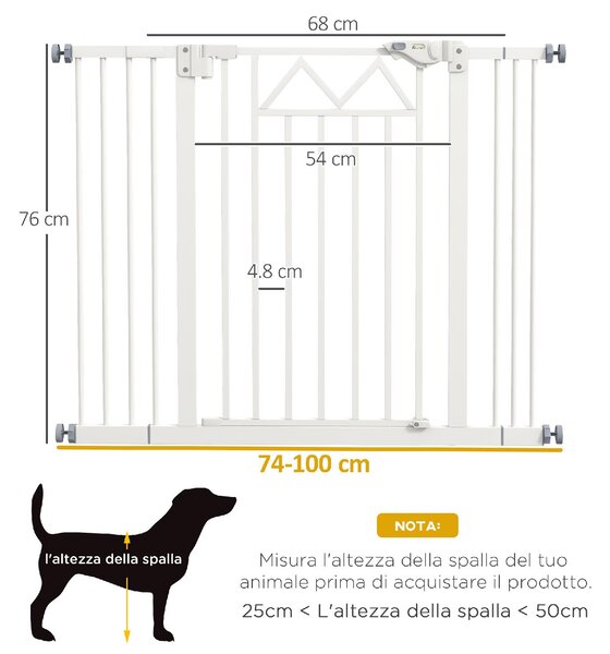 AllMyPets Cancelletto per Cani taglia Piccola e Media con Chiusura Automatica in Acciaio e PA 74-100x76 cm colore Bianco - 0WTAM275