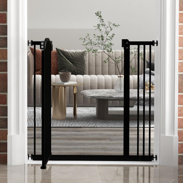 AllMyPets Cancelletto per Cani Estensibile con 2 Blocchi e Chiusura Automatica in Metallo e Plastica 74-87x78 cm colore Nero - U5635BK