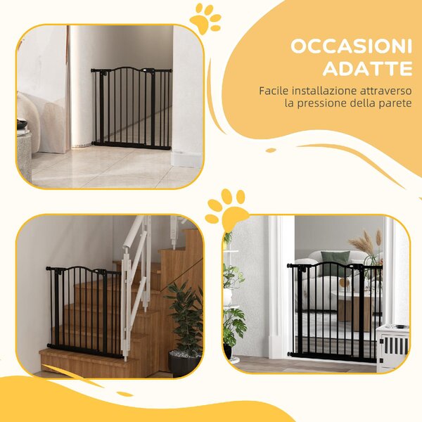 AllMyPets Cancelletto per Cani Estensibile con 2 Blocchi e Chiusura Automatica in Metallo e Plastica 74-87x78 cm colore Nero - U5635BK