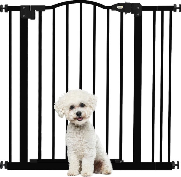 AllMyPets Cancelletto per Cani Estensibile con 2 Blocchi e Chiusura Automatica in Metallo e Plastica 74-87x78 cm colore Nero - U5635BK