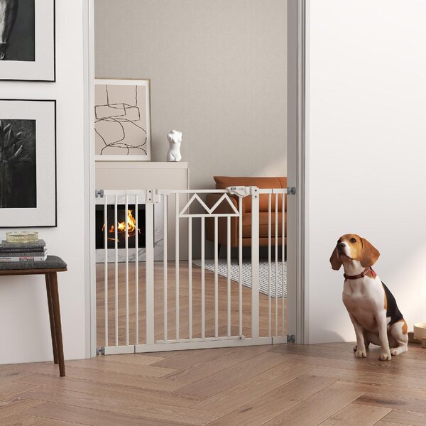 AllMyPets Cancelletto per Cani taglia Piccola e Media con Chiusura Automatica in Acciaio e PA 74-100x76 cm colore Bianco - 0WTAM275