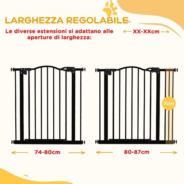 AllMyPets Cancelletto per Cani Estensibile con 2 Blocchi e Chiusura Automatica in Metallo e Plastica 74-87x78 cm colore Nero - U5635BK