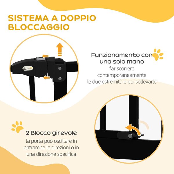 AllMyPets Cancelletto per Cani Estensibile con 2 Blocchi e Chiusura Automatica in Metallo e Plastica 74-87x78 cm colore Nero - U5635BK