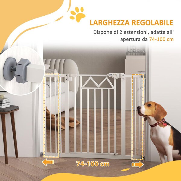 AllMyPets Cancelletto per Cani taglia Piccola e Media con Chiusura Automatica in Acciaio e PA 74-100x76 cm colore Bianco - 0WTAM275