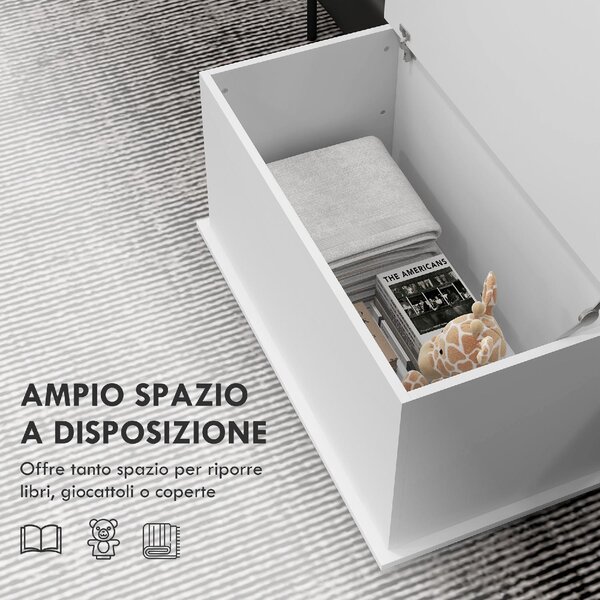 DecHome Cassapanca in Legno Panca contenitore Dimensioni 80x40x40 cm colore Bianco
