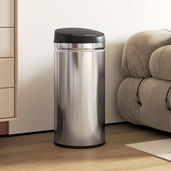 DecHome Cestino Spazzatura da 42L con Sensore di Movimento e Apertura Automatica, 30.5x30.5x68 cm colore Nero/Argento - L4060SR