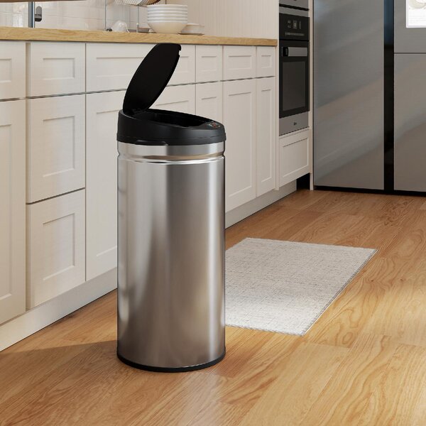 DecHome Cestino Spazzatura da 42L con Sensore di Movimento e Apertura Automatica, 30.5x30.5x68 cm colore Nero/Argento - L4060SR