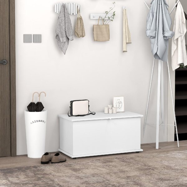 DecHome Cassapanca in Legno Panca contenitore Dimensioni 80x40x40 cm colore Bianco