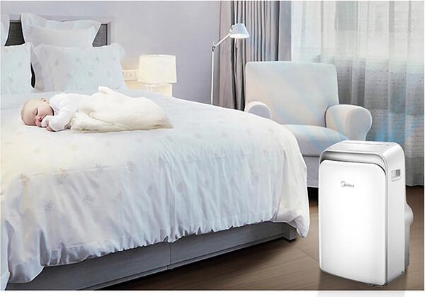 MIDEA Condizionatore Portatile 12000 Btu /h Climatizzatore con Pompa di Calore Classe A/A+ Funzione Deumidificatore con Tubo - Mobile Eco 35 HP