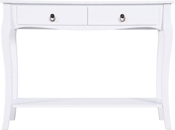 DecHome Consolle Ingresso Design Shabby Chic 2 Cassetti Dimensioni 100x33x76 cm colore Bianco