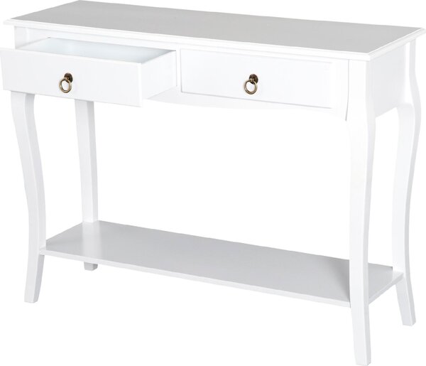 DecHome Consolle Ingresso Design Shabby Chic 2 Cassetti Dimensioni 100x33x76 cm colore Bianco