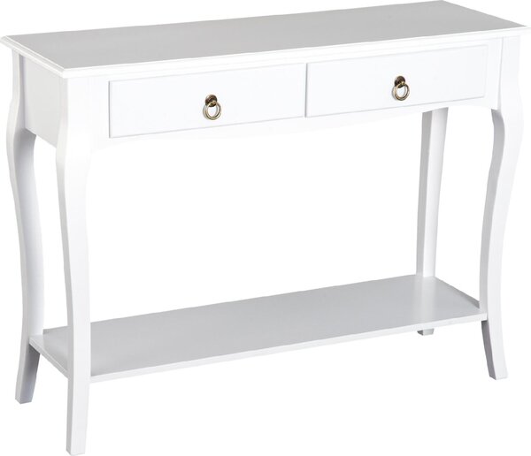 DecHome Consolle Ingresso Design Shabby Chic 2 Cassetti Dimensioni 100x33x76 cm colore Bianco