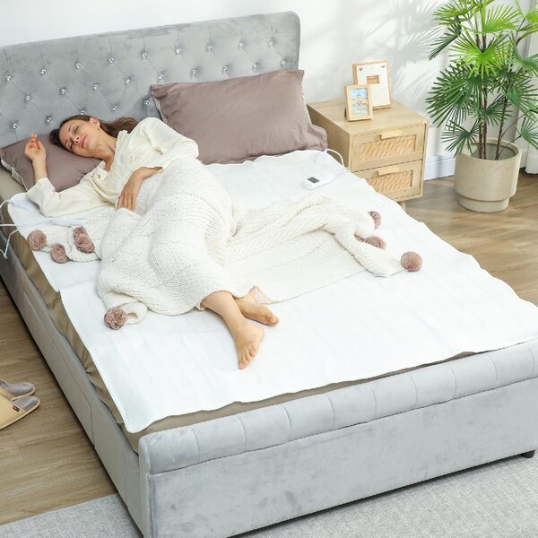 DecHome Coperta Elettrica 160x140 cm con 5 Livelli di Calore e 2 Zone di Controllo Indipendenti in Poliestere colore Bianco - W715WT