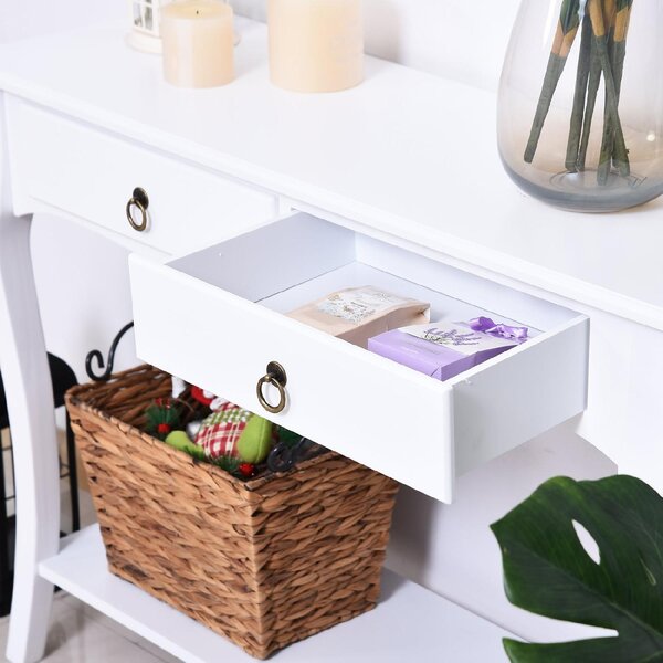 DecHome Consolle Ingresso Design Shabby Chic 2 Cassetti Dimensioni 100x33x76 cm colore Bianco