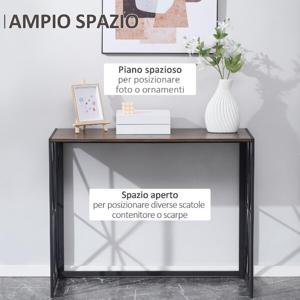 DecHome Consolle Ingresso Stile Industriale Pieghevole 100x38x80 cm colore Marrone