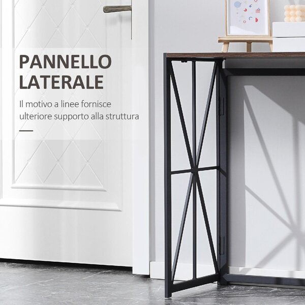 DecHome Consolle Ingresso Stile Industriale Pieghevole 100x38x80 cm colore Marrone
