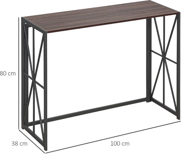 DecHome Consolle Ingresso Stile Industriale Pieghevole 100x38x80 cm colore Marrone