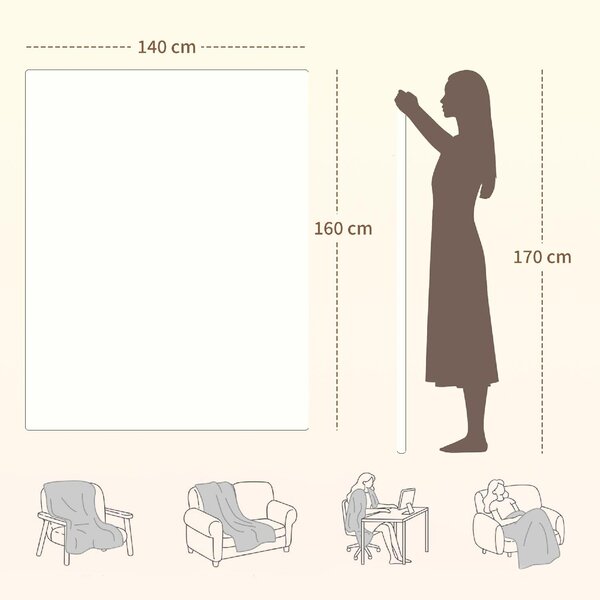 DecHome Coperta Elettrica 160x140 cm con 5 Livelli di Calore e 2 Zone di Controllo Indipendenti in Poliestere colore Bianco - W715WT