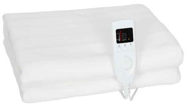 DecHome Coperta Elettrica 160x140 cm con 5 Livelli di Calore e 2 Zone di Controllo Indipendenti in Poliestere colore Bianco - W715WT