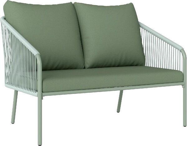 VivaGarden Divano da Esterno 2 Posti con Cuscini in Rattan PE 112x72x76 cm colore Verde