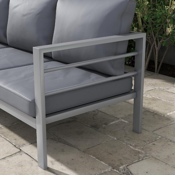 VivaGarden Divano da Esterno 3 Posti con Cuscini in Alluminio 185x66x64 cm colore Grigio