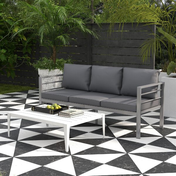 VivaGarden Divano da Esterno 3 Posti con Cuscini in Alluminio 185x66x64 cm colore Grigio