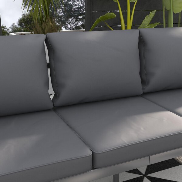 VivaGarden Divano da Esterno 3 Posti con Cuscini in Alluminio 185x66x64 cm colore Grigio