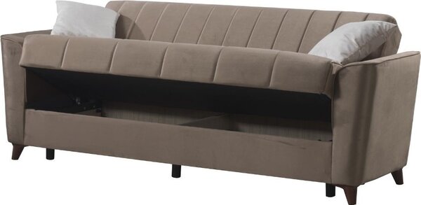 DecHome Divano Letto 3 Posti in Tessuto Velluto Dimensioni 223x89x86 cm colore Marrone - Duca