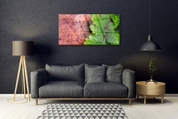 Quadro di vetro Foglie di quercia 100x50 cm 2 appendini
