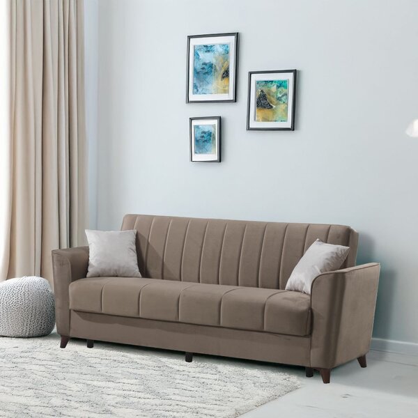 DecHome Divano Letto 3 Posti in Tessuto Velluto Dimensioni 223x89x86 cm colore Marrone - Duca