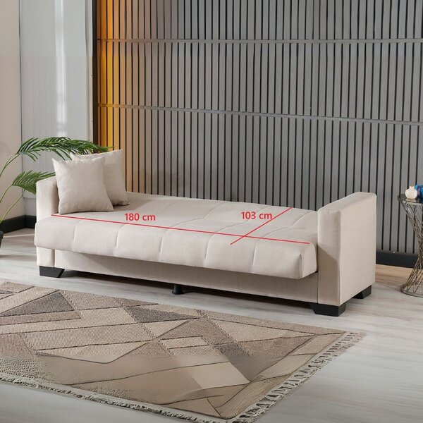DecHome Divano Letto Clic-Clac 3 Posti Moderno Vano Contenitore in Tessuto Dimensioni 213x81x83 cm colore Grigio - Moon