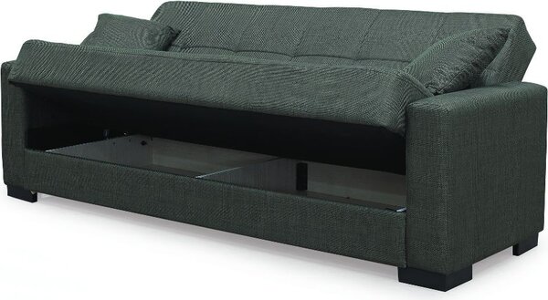 DecHome Divano Letto 3 Posti Vano Contenitore in Tessuto Dimensioni 225x88x94 cm colore Oliva