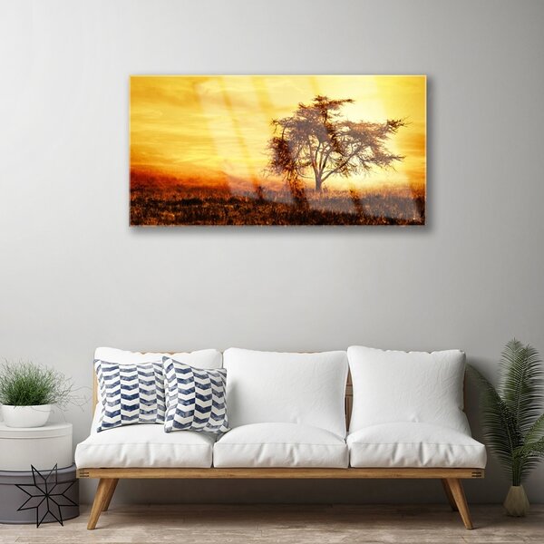 Quadro in vetro Albero della natura 100x50 cm 2 appendini