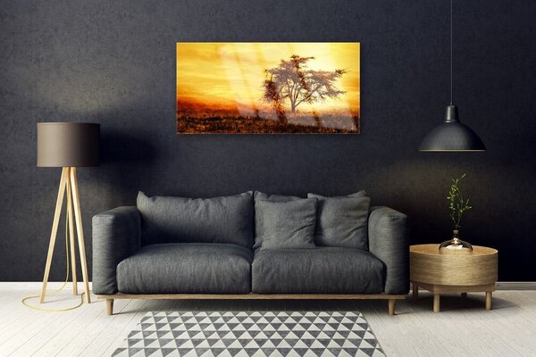 Quadro in vetro Albero della natura 100x50 cm 2 appendini