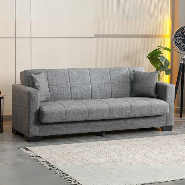 DecHome Divano Letto Clic-Clac 3 Posti Moderno Vano Contenitore in Tessuto Dimensioni 213x81x83 cm colore Grigio - Moon