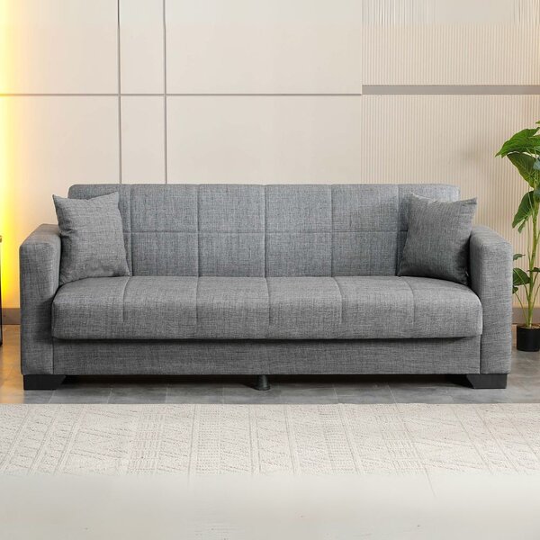 DecHome Divano Letto Clic-Clac 3 Posti Moderno Vano Contenitore in Tessuto Dimensioni 213x81x83 cm colore Grigio - Moon