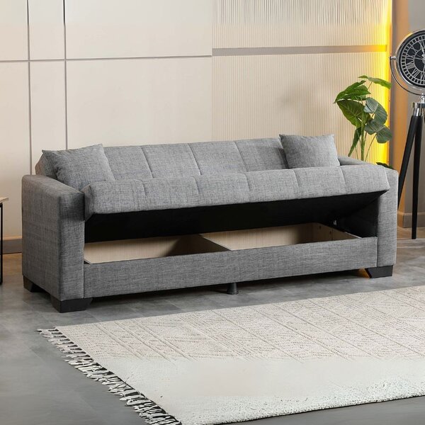 DecHome Divano Letto Clic-Clac 3 Posti Moderno Vano Contenitore in Tessuto Dimensioni 213x81x83 cm colore Grigio - Moon