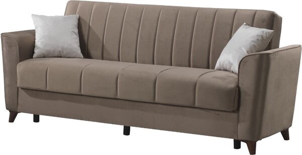 DecHome Divano Letto 3 Posti in Tessuto Velluto Dimensioni 223x89x86 cm colore Marrone - Duca