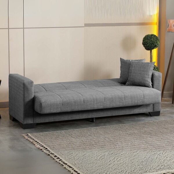 DecHome Divano Letto Clic-Clac 3 Posti Moderno Vano Contenitore in Tessuto Dimensioni 213x81x83 cm colore Grigio - Moon