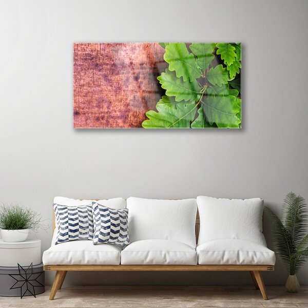 Quadro di vetro Foglie di quercia 100x50 cm 2 appendini