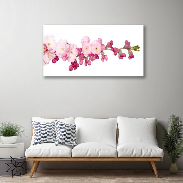 Quadro di vetro Ramo dei ciliegi in fiore 100x50 cm 2 appendini