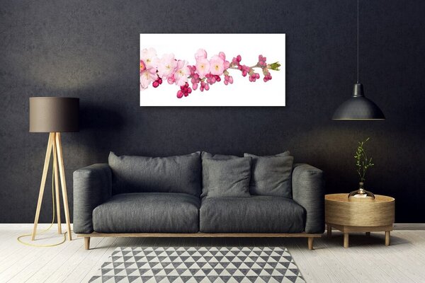 Quadro di vetro Ramo dei ciliegi in fiore 100x50 cm 2 appendini