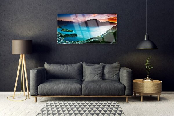 Quadro in vetro Paesaggio delle montagne della penisola 100x50 cm 2 appendini