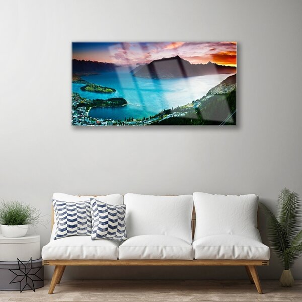 Quadro in vetro Paesaggio delle montagne della penisola 100x50 cm 2 appendini