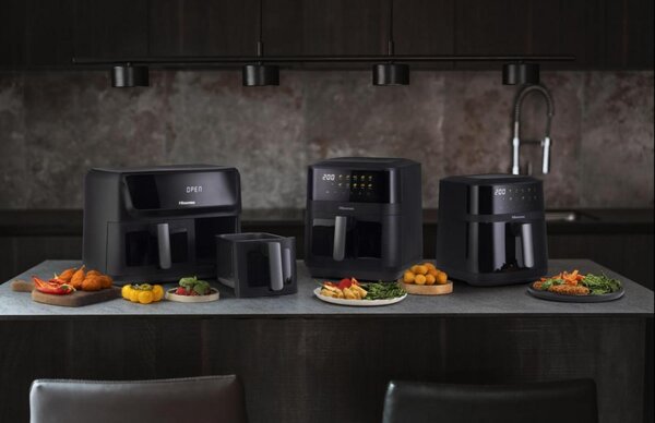 Hisense Friggitrice ad Aria Doppio Cestello Capacit 11 Litri Potenza 2700 Watt con Timer colore Nero - HAF2700DCD