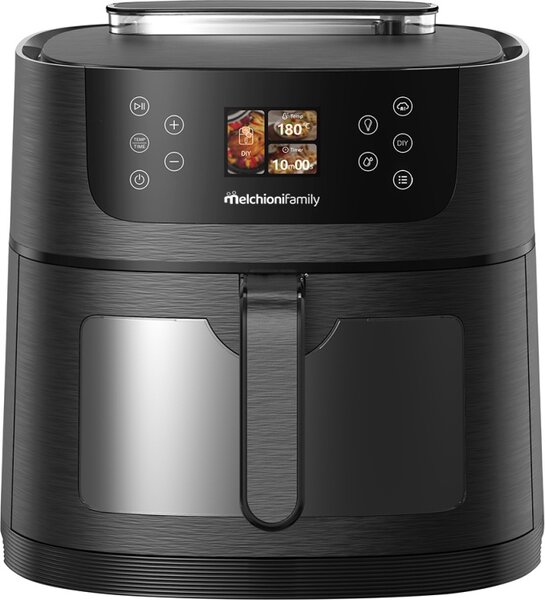 Melchioni Friggitrice ad Aria con AI Capacit 8 Litri Potenza 1800 Watt Temperatura Max 200 C con Vapore colore Nero - Dora