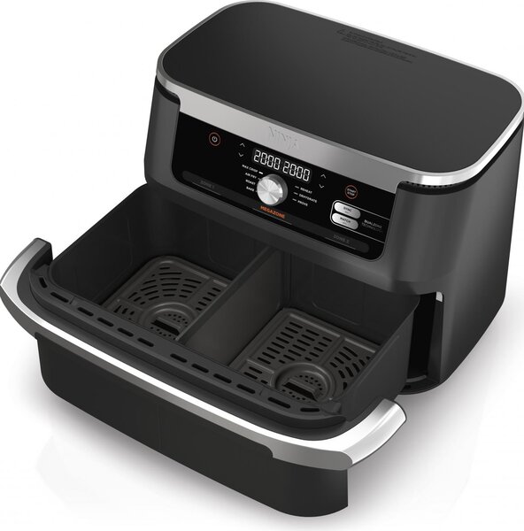 Ninja Friggitrice ad Aria FlexDrawer Capacit 10.4 Litri Potenza 2470 Watt con Timer e Termostato Regolabile colore Nero e Inox - AF500EU
